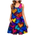 thumbnail image 2 of Viikei Womens Summer Dresses,Sundresses for Women Casual Summer,Valentine's Day Women Casual Plus-size Sleeveless Crew Neck Print Short Dress Blue S, 2 of 5