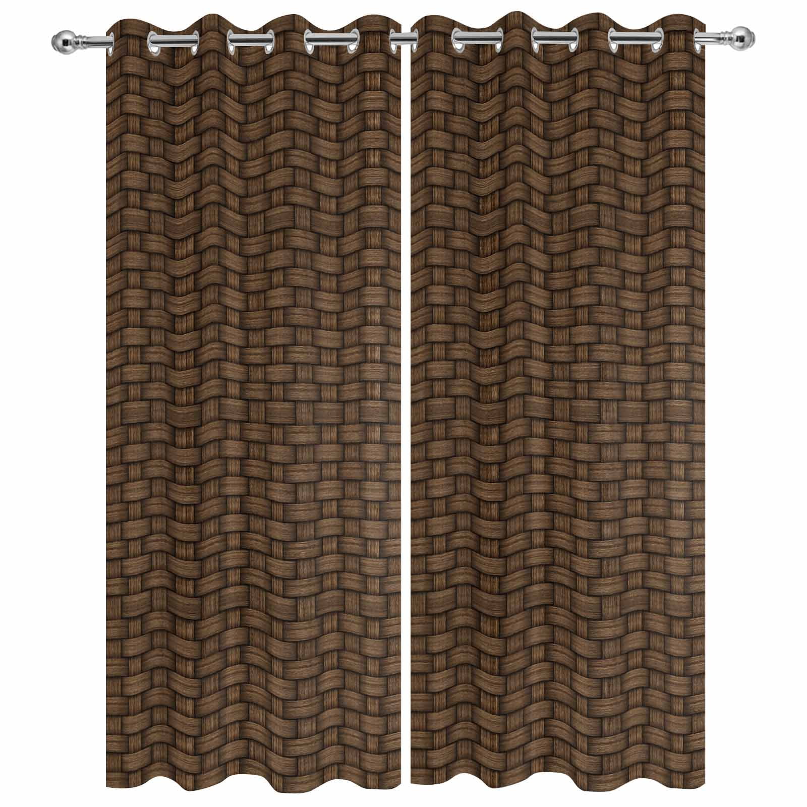 Outdoor Curtains for Patio Waterproof, Dark Brown Rattan Outdoor Privacy Panels Grommet, Vintage Abstract Wicker Texture Blackout Outside Curtains for Porch/Cabana/Pergola/Gazebo 54"x95", 2 Panels