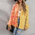 thumbnail image 5 of Arlun Women's Color Block Leopard Print Button down Long Sleeve Cardigan Sweaters Loose Fit Lightweight Soft Cozy Outwear 2025 Fall Winter Clothes for Women Yellow XL, 5 of 8
