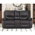 thumbnail image 2 of Alexent Contemporary Luxurious Leather Power Recliner Loveseat with Cup Holders, Brown, 2 of 9