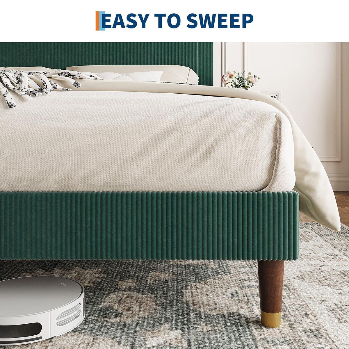 Ataucjin Twin/Full/Queen/King Size Platform Bed Frame, Modern Twin Bed Frame with Upholstered Headboard and Strong Metal Slats Support, No Boxing Spring Needed, Easy Assembly