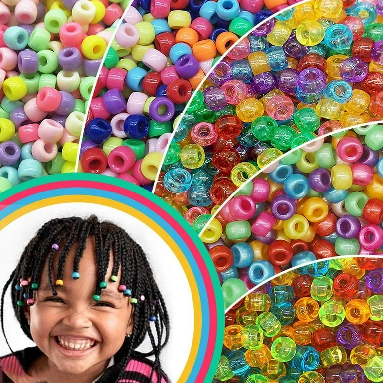 Hair Beads Pony Beads for Hair Braids 6x9mm Plastic Bead 4mm Large