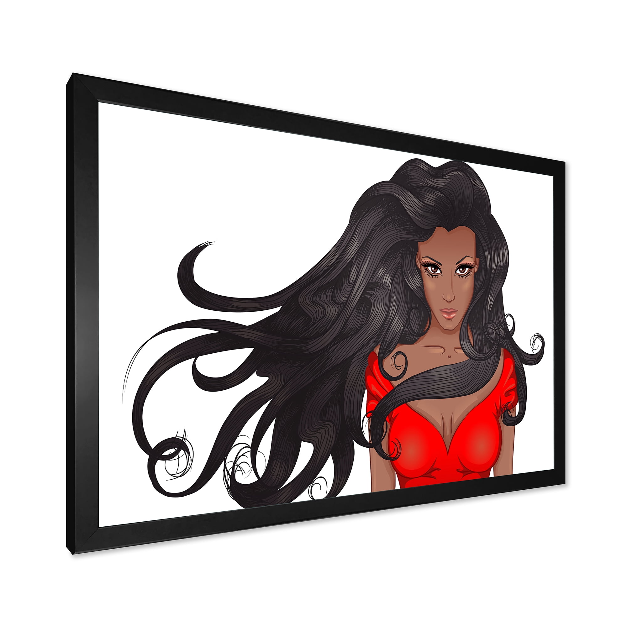 Designart 'Portrait of African American Female XIV' Modern Framed Art Print