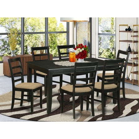 Modern 7-Piece Dinette Set - Kitchen Table & 6 Chairs - Rectangular Dining Room Set - Black Finish