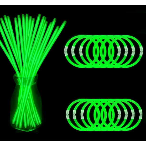 Pulseras Glow Sticks, 200 unidades, verdes, para fiestas