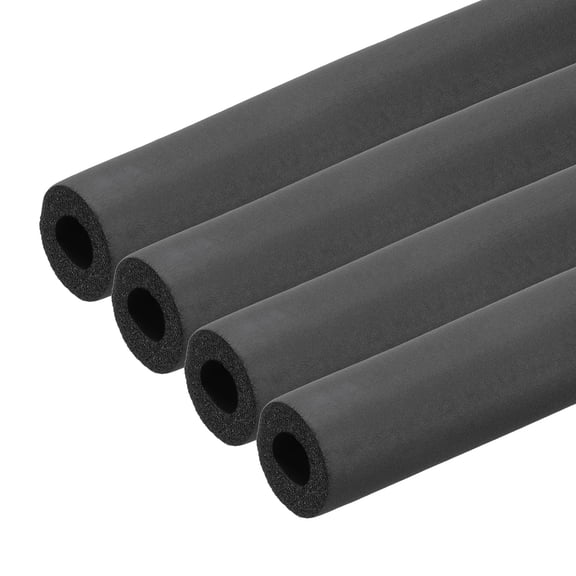 Uxcell 5/8" (16mm) ID x 1.3Ft x 0.35" Pipe Insulation Foam Tube, 4Pcs Pipe Cover Wrap Roll Bar Tubing for Handle Grip HVAC Air Conditioner Units, Black