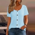 thumbnail image 2 of Dagugfen Knitted Tops for Women Crewneck Short Sleeve Button Loungewear Daily Casual Tees, 2 of 5