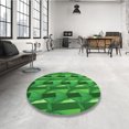 thumbnail image 4 of Ahgly Tapis Rond Lavable en Machine Intérieur Transitionnel Vert, 5 Pieds Rond, 4 of 7