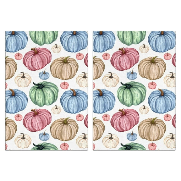 Fall Kitchen Towels Set of 2-Pumpkin & Maple Leaf Printed Tea Towels(18x26 inch)-Absorbent Cotton Home Decor for Thanksgiving,Housewarming Gifts.