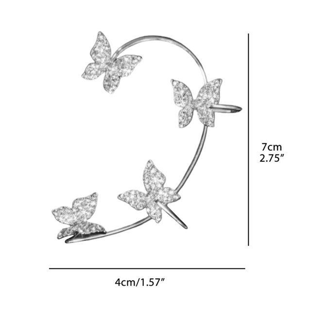 Sonducket Pendientes de mariposa de circón de moda, puños de oreja de diamantes de imitación de mariposa, Clip de oreja sin perforación para mujer y Ropa, zapatos y accesorios Miscelánea No. 4