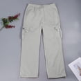 thumbnail image 3 of YOTMKGDO Straight-Leg Cargo Men's Rope Loosening Waist Solid Color Pocket Trousers Loose Sports Trousers Casual Solid Pants for Men, Gray 4XL, 3 of 9