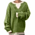 thumbnail image 2 of Ichuanyi Winter Long Women Sleeve Solid Color Round Neck Top Casual Loose Knitted Sweaters Blouse, 2 of 5