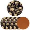 thumbnail image 2 of Skull 6PCS Round Coasters, Microfiber Leather Drink Coasters, 11x11 cm/4.3x4.3 in, Set of 6 Mats for Drinks, Coasters for Cups and Mugs, 2 of 6