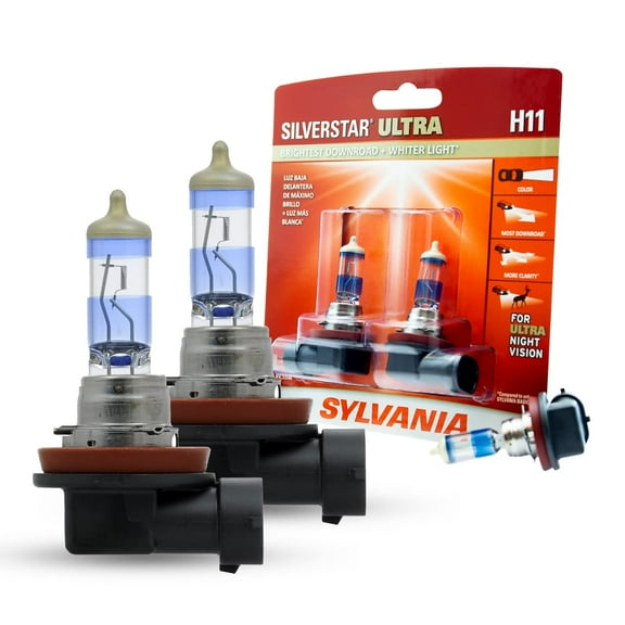 SYLVANIA - H11 SilverStar Ultra - High Performance Halogen Headlight Bulb, White, 2 Pack C8