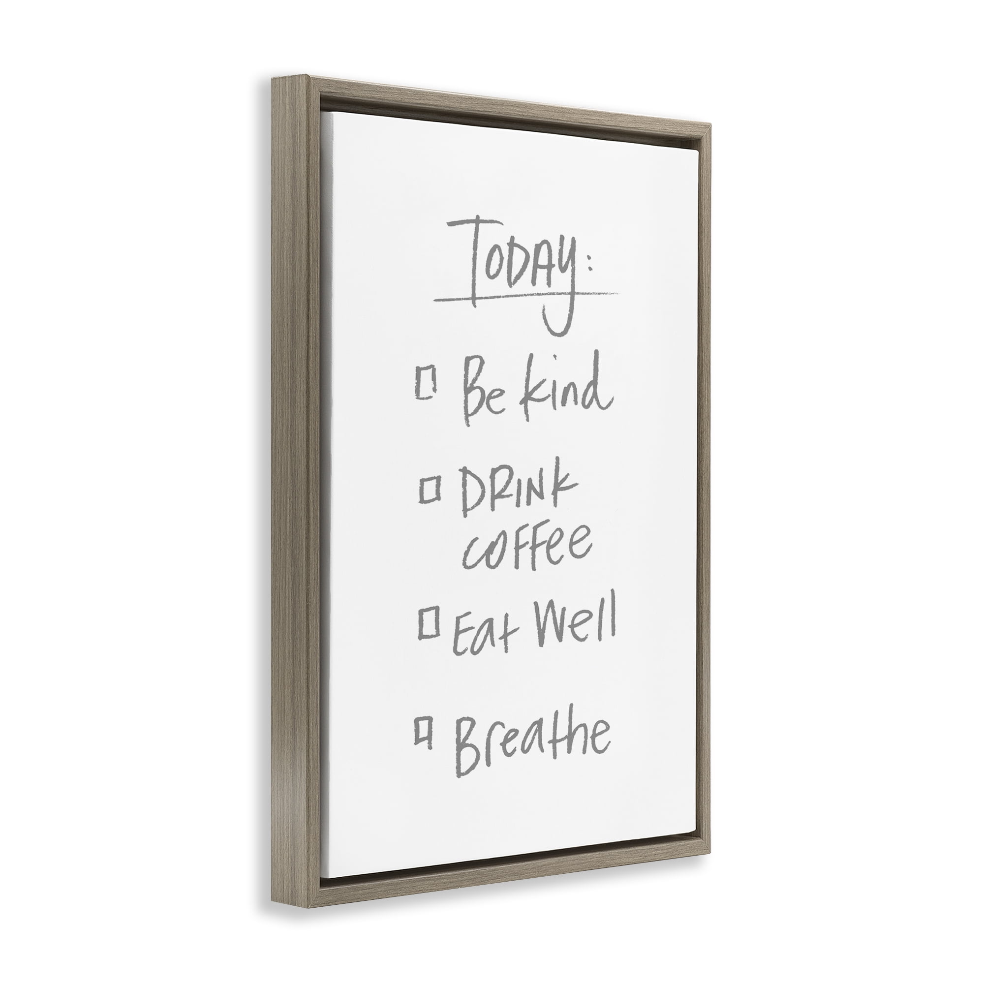 Stupell Industries Simple Today's Checklist Brown Framed Floater Canvas Wall Art, design by SD Graphics Studio