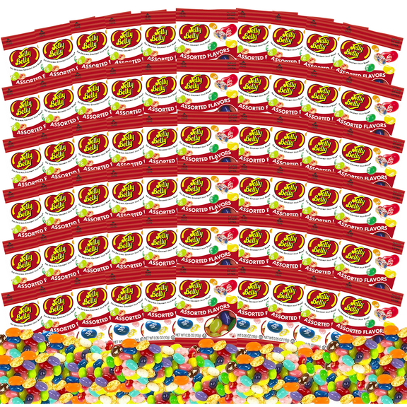 Ithacore Gift Box of 60 Miniature 0.35 ounce Fun Size Packets of Assorted Gourmet Jelly Beans