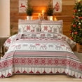 thumbnail image 6 of 3pcs Christmas Quilt Twin/Queen/King Christmas Bedding Set, Xmas Tree Elk Snowflake Christmas Holiday Quilt Set, Rustic Cabin Lightweight Reversible Microfiber Christmas Bedspread Coverlet Ultra Soft, 6 of 22