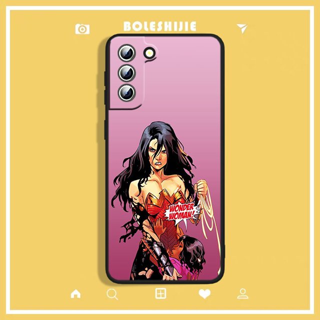 Funda de teléfono Wonder Woman para Samsung Galaxy, carcasa negra para Samsung Galaxy S23, S22, S21, S20 FE Ultra, S10e, S10, S9, S8 Plus Lite qiuyongming unisex