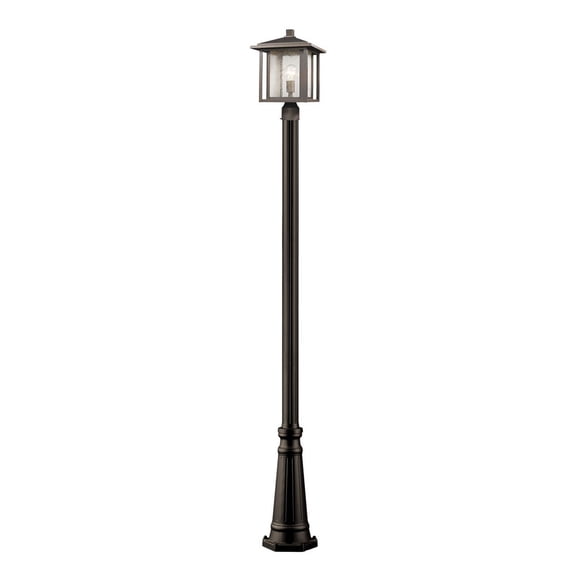 Z-Lite Aspen Outdoor Post Lantern in Clear and Oil Rubbed Bronze