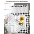 thumbnail image 6 of No Hook Shower Curtain with Snap-in Liner, Sunflowers Waterproof Fabric Bathroom Curtains, Yellow Floral Botanical Black White Plaid Farmhouse Bath Curtains & Mesh Top Window 72"x78" Long, 6 of 9