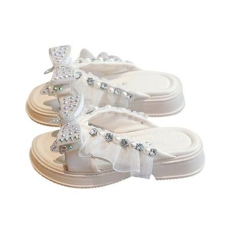 

Gibobby Toddler Girls Jelly Sandals Closed Toe Water Beach Summer Shoes Soft Rubber Sole Mary Jane Dress Shoes Princess Flat(White 36)