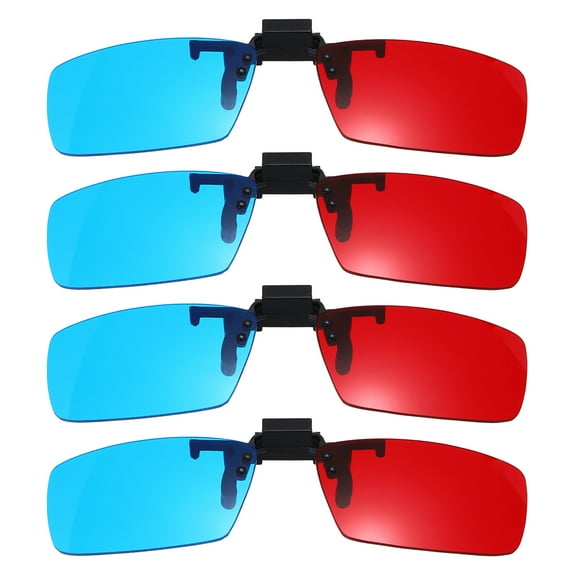 4pcs Red Blue/Cyan 3D Clip-on Glasses, 3D Viewing Glasses Hanging Frame Square
