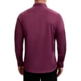 thumbnail image 3 of Camisas de vestir formales de color sólido con cuello de punta y manga larga para hombres INSPIRE CHIC, color burdeos, talla S, 3 of 6