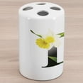 thumbnail image 1 of Letter D Ceramic Toothbrush Holder, Black D Silhouette Entangled with Growing Daffodils with Flowers, Decorative Versatile Countertop for Bathroom, 4.5" X 2.7", Yellow Green Black, 1 of 4