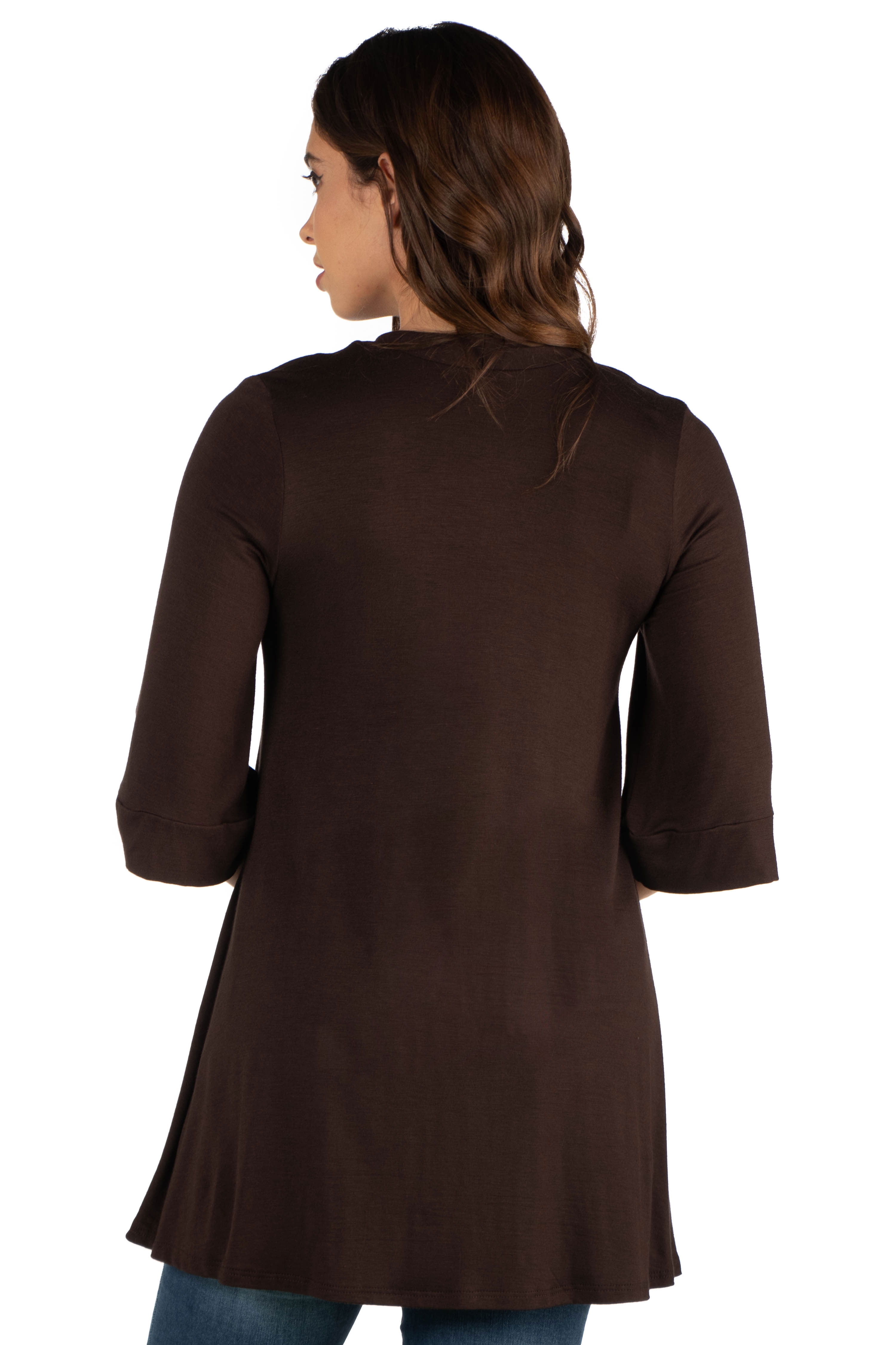 24seven Comfort Apparel Elbow Length Sleeve Open Front Maternity Cardigan