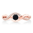thumbnail image 2 of Gem Stone King 18K Rose Gold Plated Silver Round Black Onyx Ring (0.53 Cttw), 2 of 3