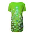 thumbnail image 5 of Fiudx Ofertas y Liquidaciones Top de Manga Corta con Cuello En V Raglán con Parte Delantera Corta y Espalda Larga con Estampado Navideño Informal a La Moda para Mujer, 5 of 5