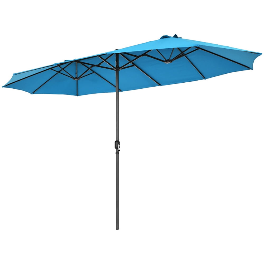 Aimee Lii 15 Feet Patio Double-Sided Umbrella with Hand-Crank System, Sunbrella Patio Umbrellas, Blue