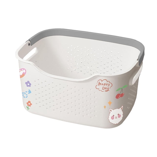 Cesta para la ropa sucia, cesta decorativa con asa, organizador de almacenamiento M y White