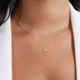 thumbnail image 3 of Crown Cross Necklace for Women, 18K Yellow Gold Plated Crown Cross Pendant Necklace Zirconia Cross Necklaces Faith Cross Jewelry First Communion Gifts, 3 of 6