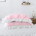thumbnail image 4 of 5 Piece Pinch Ruffle Duvet Cover Set, Extra Soft, Luxury,100% Egyptian Cotton, Zipper Closure and Quilts Cover Set, Cool and Breatheable Bedding Sets Pink and White Solid, Twin Size., 4 of 4
