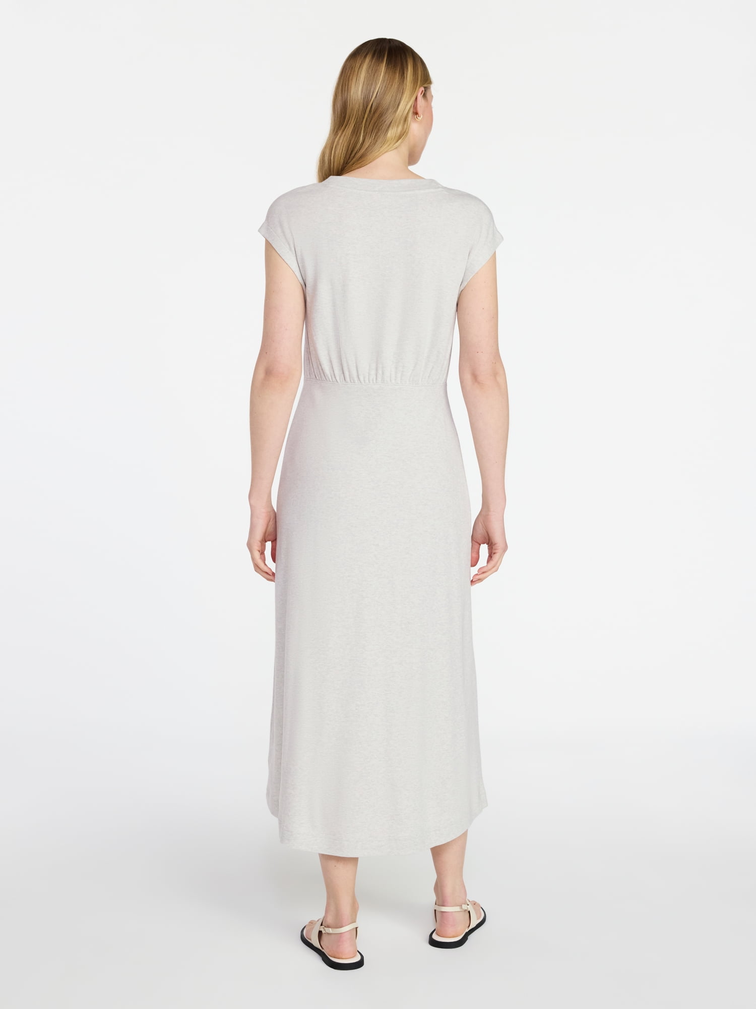 Time and Tru Women’s Cotton Knit Midi Dress with Dolman Sleeves, Sizes XS-XXXL