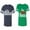 Men Navy / Women Green, variant on The Boss The Real Boss Unisex Couple Matching Cotton Jersey style T-Shirt Contrasting stripes on sleeves (Men Navy / Women Black) (Men S / Women S)