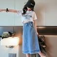 thumbnail image 6 of FJUCHAI Kids Girls Denim Knee-length Skirt 4-14T Toddler Casual Versatile Jean Skirt, 6 of 9
