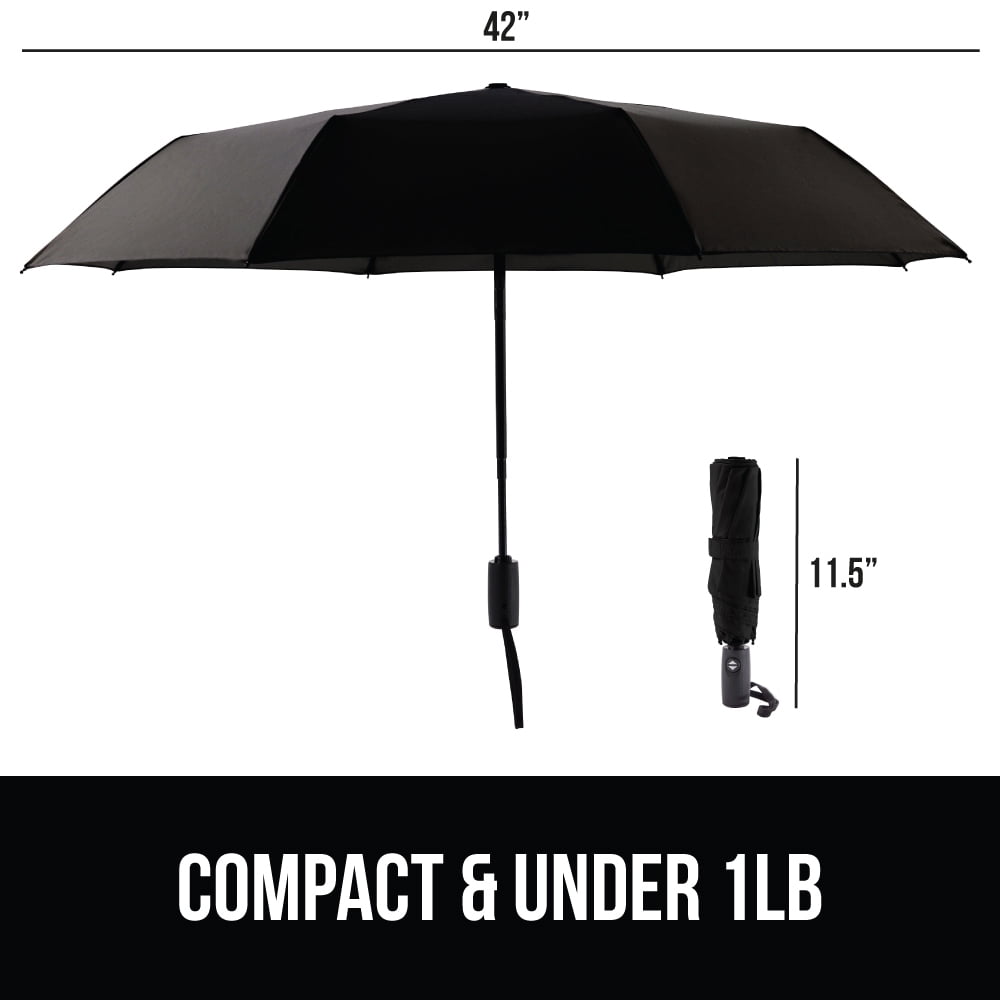 Wind and Tear Resistant Compact Rain Umbrella, 11.5 inch Compact Size, Black