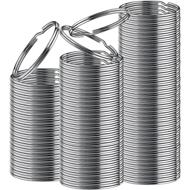 Llavero de 32mm, 40 piezas, llavero de acero plateado, llavero circular con bordes redondos de plata y acero, clips de llavero para el hogar de coche, organización de llaves, artes y artesanías, Feliz Sencillez