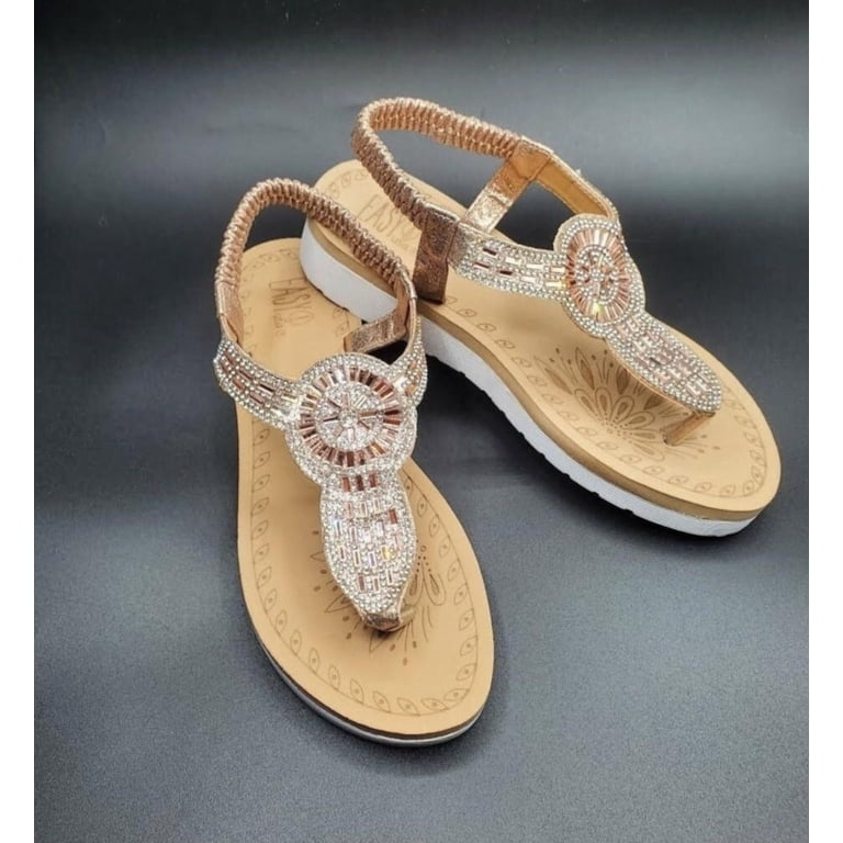 Rhinestone Easy Usa Sandals Women's Comfy Sandals Super Soft Rhinestone Slingback Sandals For Female  Teen Adult By Easy USA
