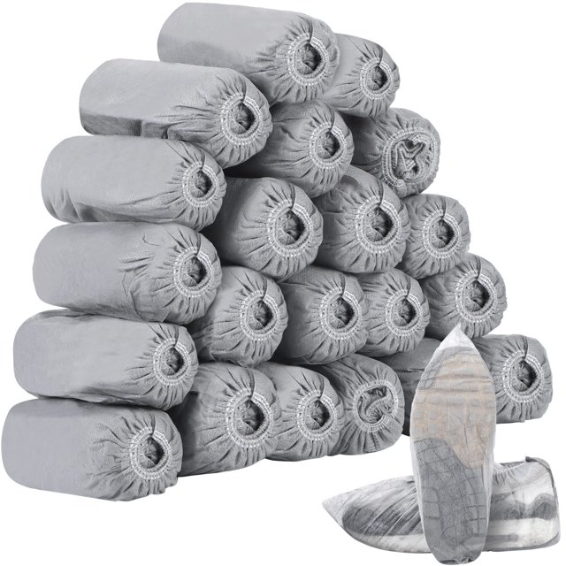 200 unidades/100 pares de fundas desechables para zapatos, cubiertas para botas elásticas no tejidas, antideslizantes, duraderas, impermeables, Protector de zapatos (gris)