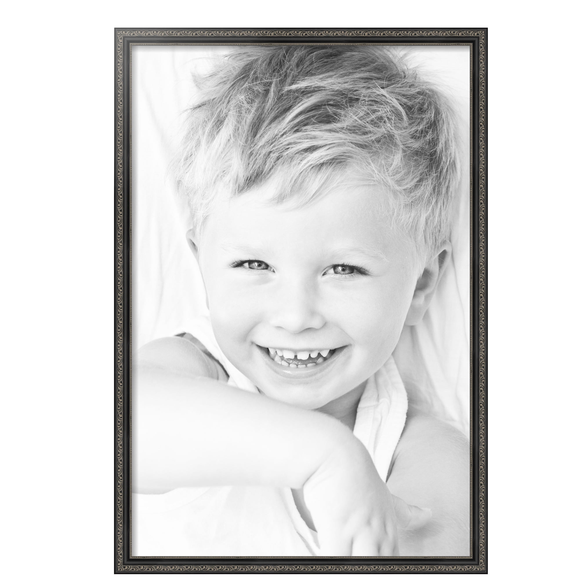ArtToFrames 24" x 36" Antique Black Picture Frame, 24x36 inch Black Wood Poster Frame (WOM-5106), 3 Pack