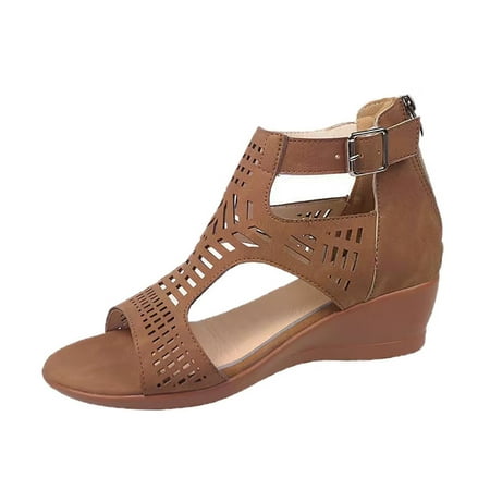 

Womens Sandals Sandals for Women Ladies Fashion Peep Toe Causal Shoes Hollow Out Wedges Sandals Women S Sandals Pu Brown 42