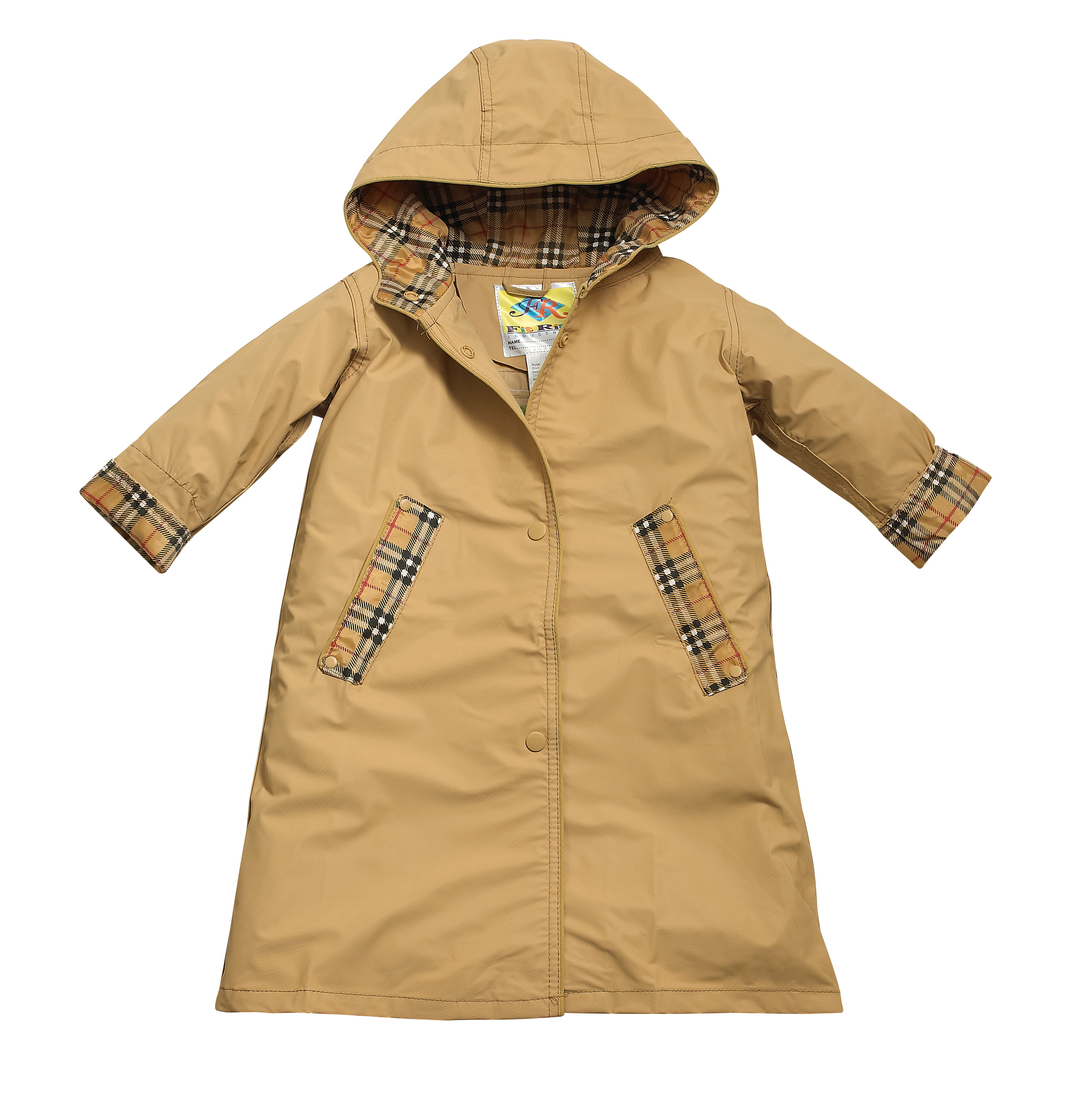 18/20, Beige Raincoats Hooded Snap Front Nylon Raincoat Beige Sizes 3-20 