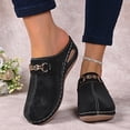 thumbnail image 2 of Wedge Suede Clogs for Women Retro Closed Toe Mules Comfortable Dress Slides Soft Soled Backless Platform Sandals Black Size 9.5, 2 of 8