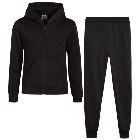 Real Love Girls Jogger Set Lightweight Fleece Zip Up Hoodie Sweatshirt and Sweatpants 2 Piece