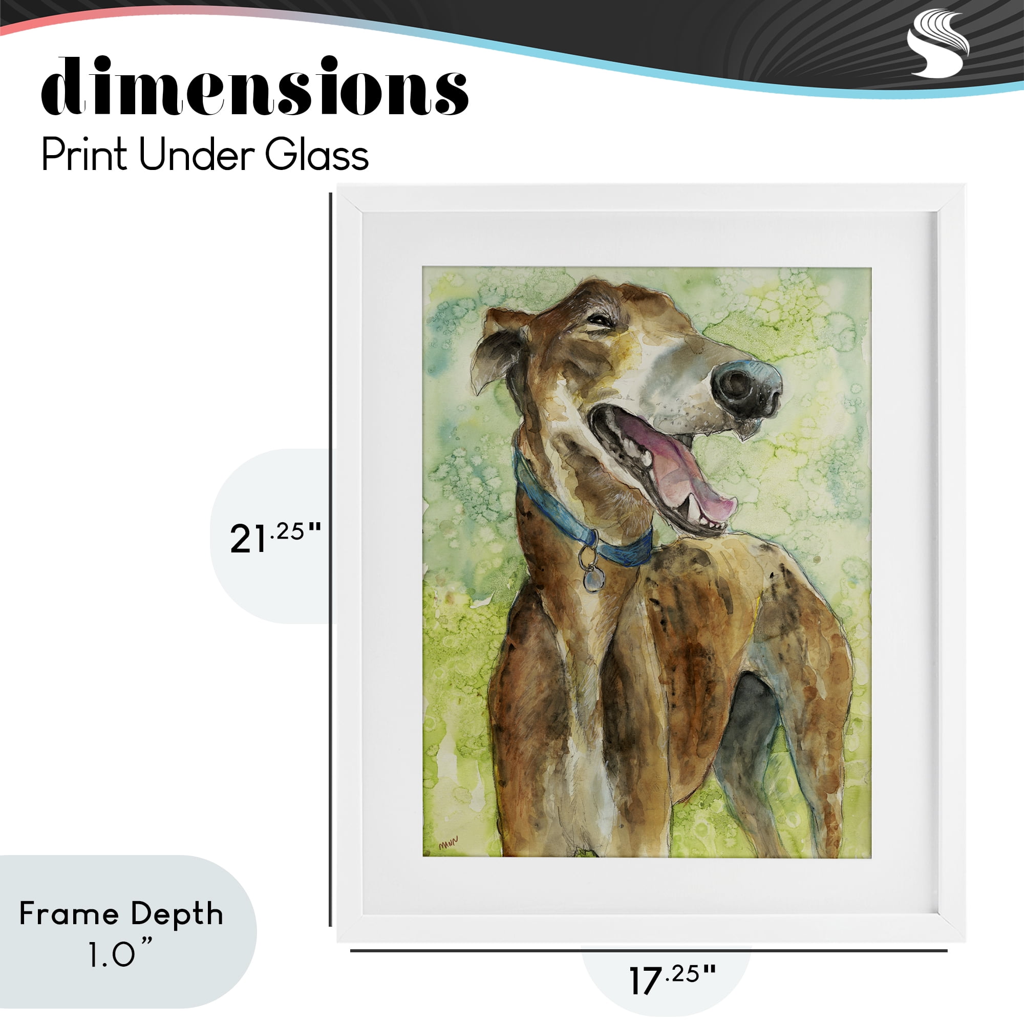 Stupell Industries Greyhound Smile Watercolor White Framed Print Under Glass, design by Patti Mann