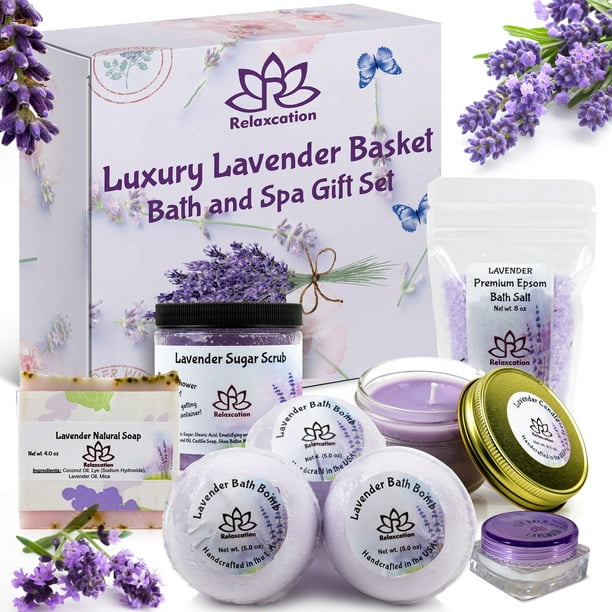 Gift Sets For Women Organic Spa Bath Basket with Soy Wax