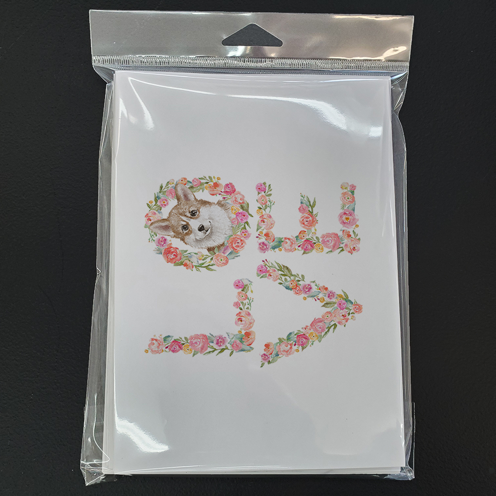 Corgi #11 LOVE Greeting Cards and Envelopes Pack of 8 7 in x 5 in